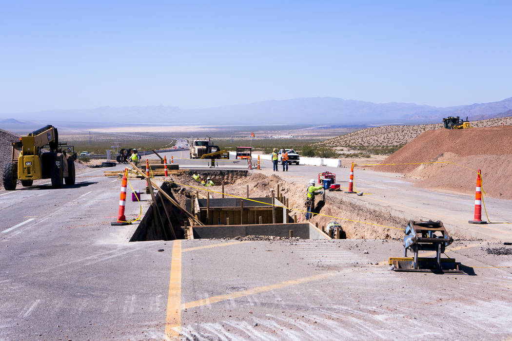 The I-11 Boulder City Bypass overpass under construction at U.S. 95 is seen on Monday, July 18, 2016. The 12.5 miles of of highway is scheduled to open in late 2018. Jeff Scheid/Las Vegas Review-J ...