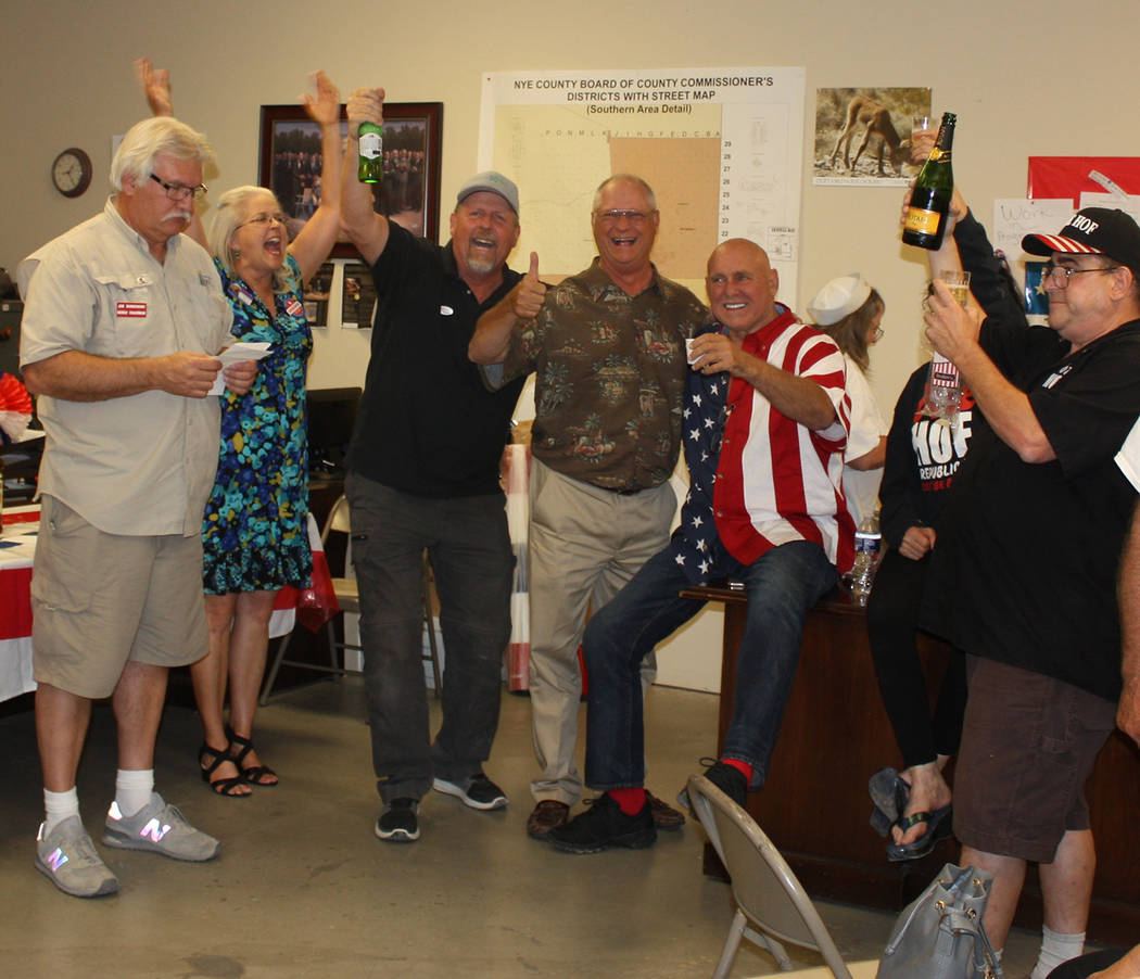 Special to the Pahrump Valley Times Dennis Hof, fifth from the left, secured the Republican nomination for the Nevada Assembly District 36 seat in the June primary. Although Hof passed away this m ...
