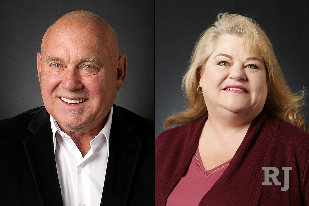 Michael Quine/Las Vegas Review-Journal Dennis Hof, left, and Lesia Romanov, right. Nevada State Assembly District 36
