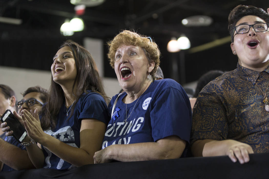 Attendees listen to former President Barack Obama speak during a rally at Cox Pavilion on Monday, Oct. 22, 2018, in Las Vegas. Benjamin Hager Las Vegas Review-Journal