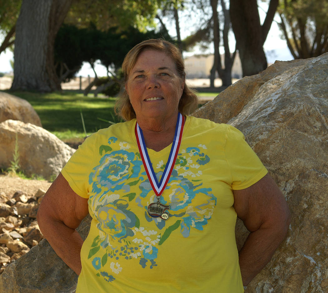 Special to the Pahrump Valley Times Susan Zink in 2014, after she qualified for the Senior Olympics in Minnesota by winning a medal at the Nevada Senior Games.