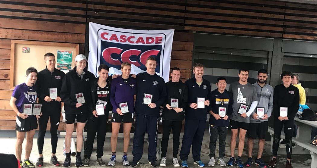 Austin Basterrechea/Special to the Pahrump Valley Times College of Idaho freshman Bryce Odegard of Pahrump, sixth from left, with the rest of the Cascade Collegiate Conference all-conference team ...