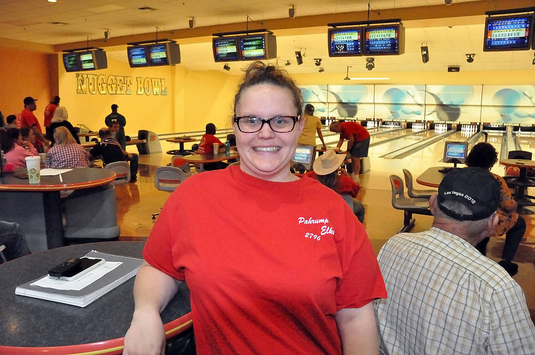 Horace Langford Jr./Pahrump Valley Times Pahrump resident Erin Briskey, 29, take a break from Special Olympics bowling practice Nov. 5 at the Pahrump Nugget Bowling Center.
