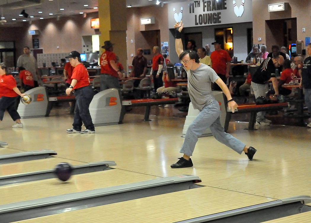 Horace Langford Jr./Pahrump Valley Times Billy Klem of Pahrump bowls during a Special Olympics practice Nov. 5 at the Pahrump Nugget Bowling Center.