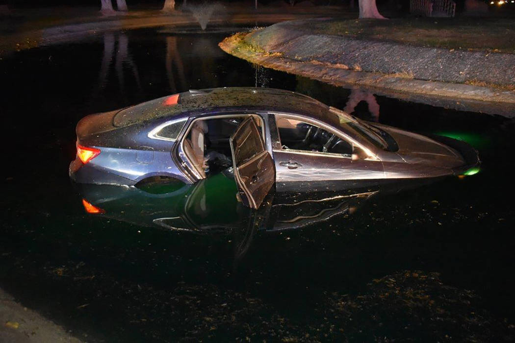 Special to the Pahrump Valley Times Nye County Sheriff's Deputies are investigating an incident where a car ended up submerged in the duck pond at the Calvada Eye. Pahrump fire crews responded, bu ...