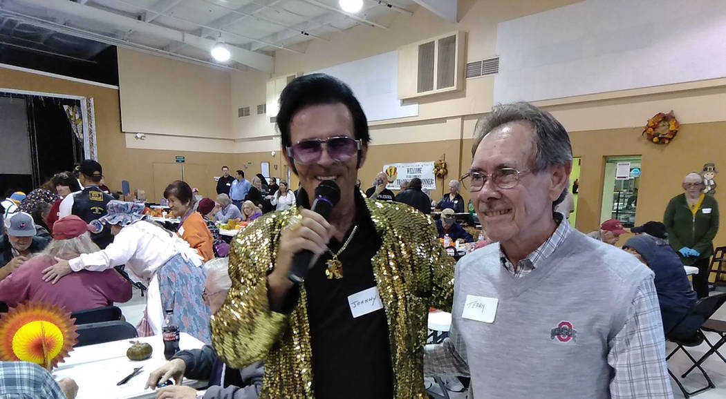 Selwyn Harris/Pahrump Valley Times Local entertainer Johnny V serenaded the hundreds of visitors attending the annual Thanksgiving Day dinner last Thursday.
