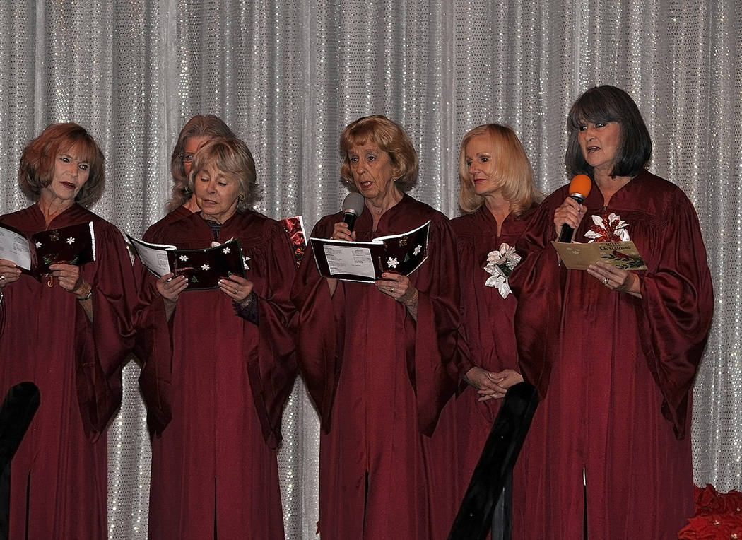 Horace Langford Jr./Pahrump Valley Times A special Christmas Medley, courtesy of the Ms. Senior Golden Years Queen’s Court Choir, was on the bill during the Nevada Silver Tappers 27th Annual Ch ...