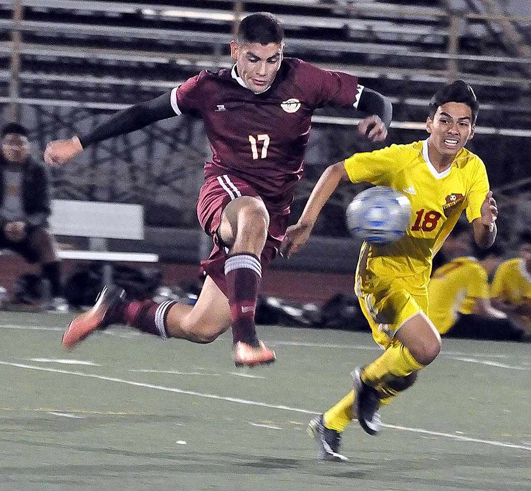 Horace Langford Jr./Pahrump Valley Times Senior midfielder Jose Chavez scored both goals during Pahrump Valley's 2-1 win over Del Sol that clinched a playoff berth. After scoring 33 goals, Chavez ...