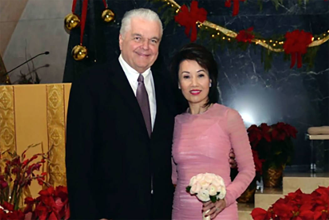 Nevada Gov.-elect Steve Sisolak married Kathy Ong at Guardian Angel Cathedral in Las Vegas on Friday, Dec. 28, 2018. (from @SteveSisolak on Twitter)