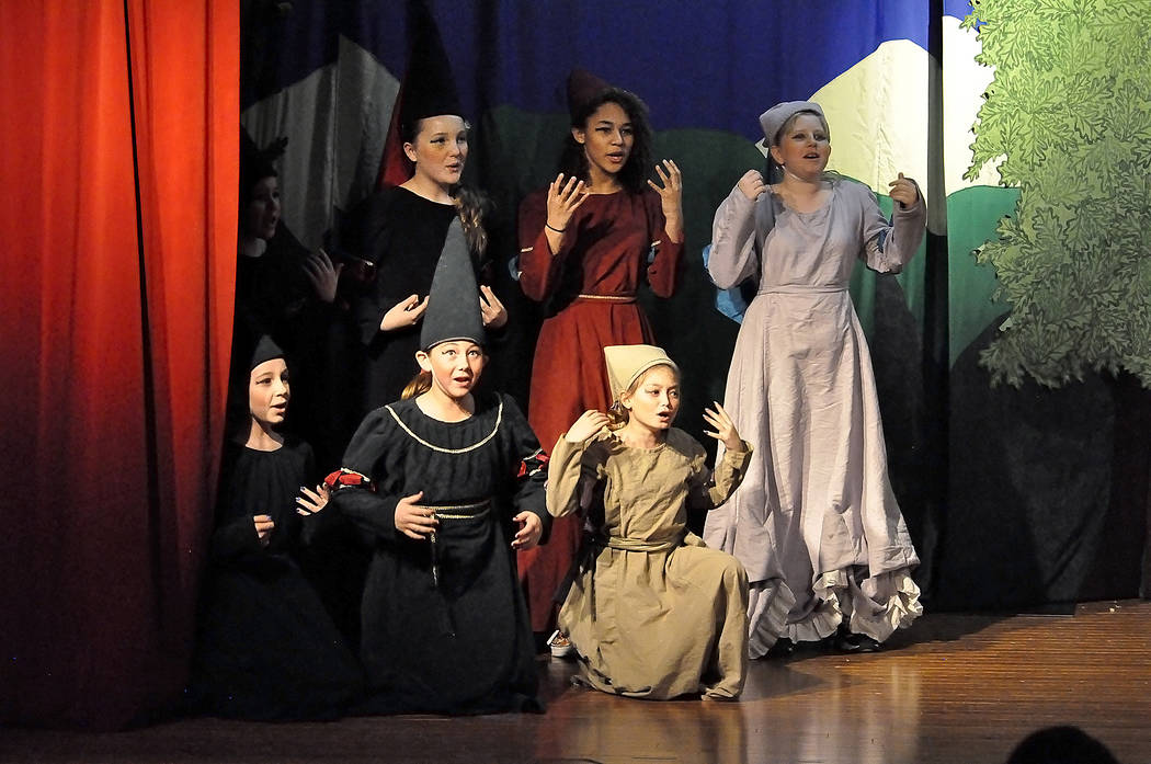 Horace Langford Jr./Pahrump Valley Times A group of school-aged girls played the damsels in distress in a performance of “King Arthur’s Quest” on Jan. 20, 2018 in Pahrump. This year's produ ...
