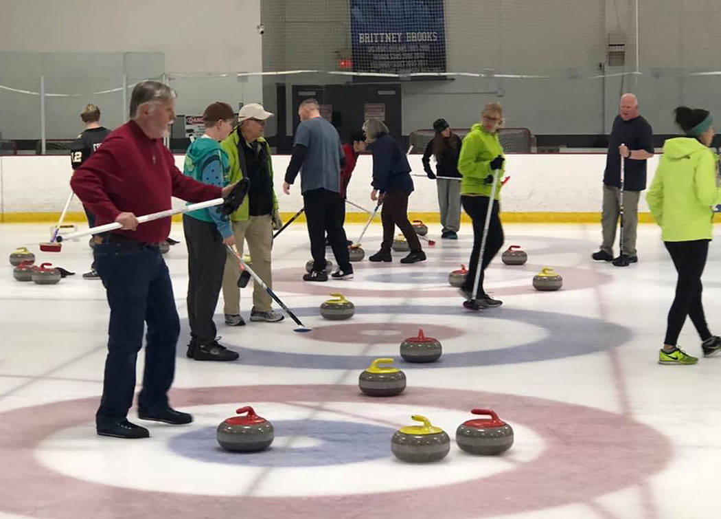 Karen Duryea/Special to the Pahrump Valley Times Members of the Las Vegas Curling Club on the ice at the Las Vegas Ice Center, site of the annual Sin Sity Spiel this weekend.