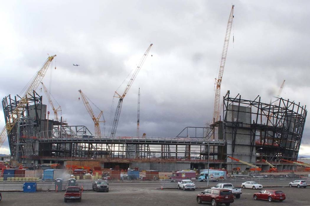 Bizuayehu Tesfaye/Las Vegas Review-Journal The construction site for the future Raiders stadium on Thursday, Jan. 17, 2019, in Las Vegas.