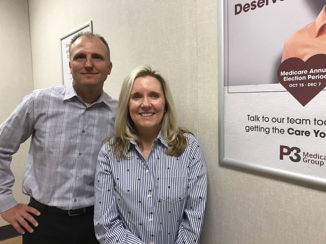 Jeffrey Meehan/Pahrump Valley Times Dr. Edward Harding, lead provider for P3 Medical Group's Pahrump clinic (left) stands with Dr. Tracy Wakefield, president of P3 Nevada Medical Group on Oct. 22, ...
