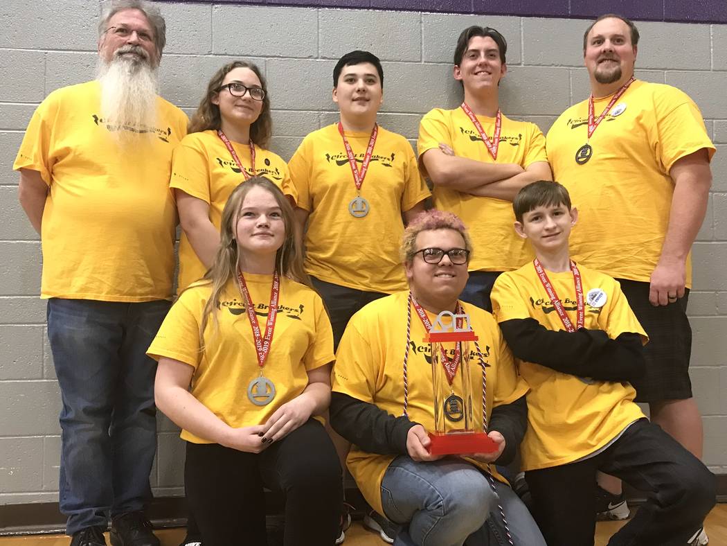 Jeffrey Meehan/Pahrump Valley Times The Circuit Breakers from Pahrump Valley High School at the FIRST (For Inspiration and Recognition of Science and Technology) Tech Challenge on Feb. 9, 2019. Th ...