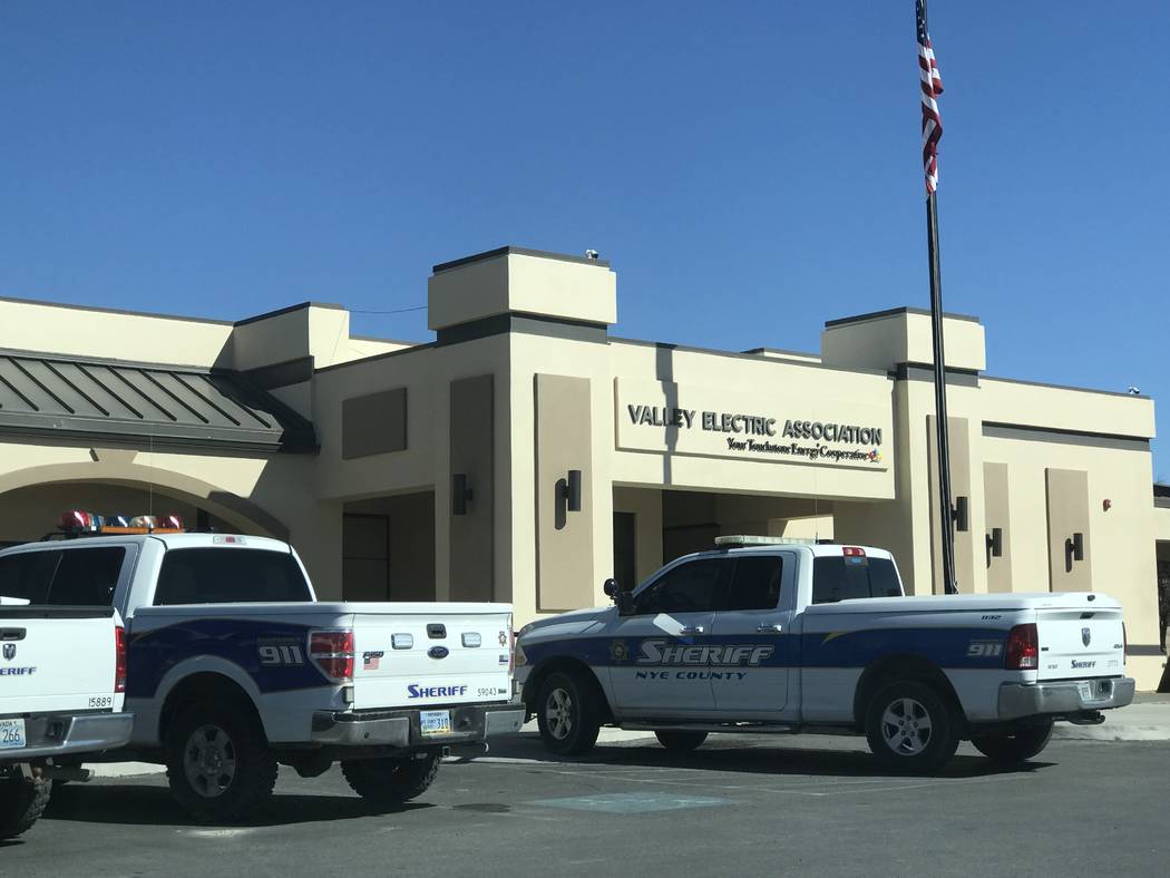 Jeffrey Meehan/Pahrump Valley Times The Nye County Sheriff's Office served a search warrant at Valley Electric Association at 800 E. Highway 372 in Pahrump on Feb. 22, 2019. The warrant was for ad ...