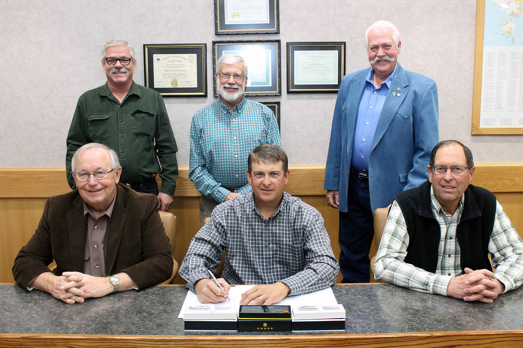 Special to the Pahrump Valley Times Valley Electric Association's board of directors, front row from left: David Dawson, secretary; John Maurer, president; and Rick Johnson, vice president. Back r ...