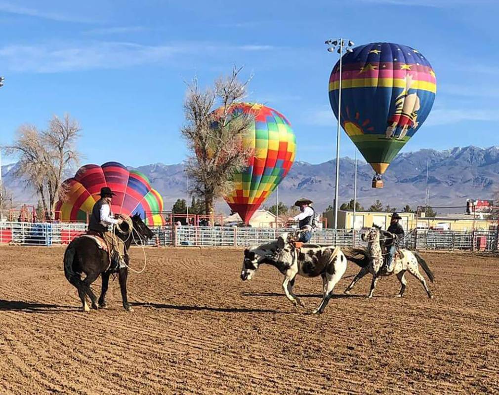 Buddy Krebs/Special to the Pahrump Valley Times Pahrump's turn to host the Nevada high school rodeo circuit Feb. 22-24 at McCullough Arena coincided with the annual balloon festival and carnival n ...