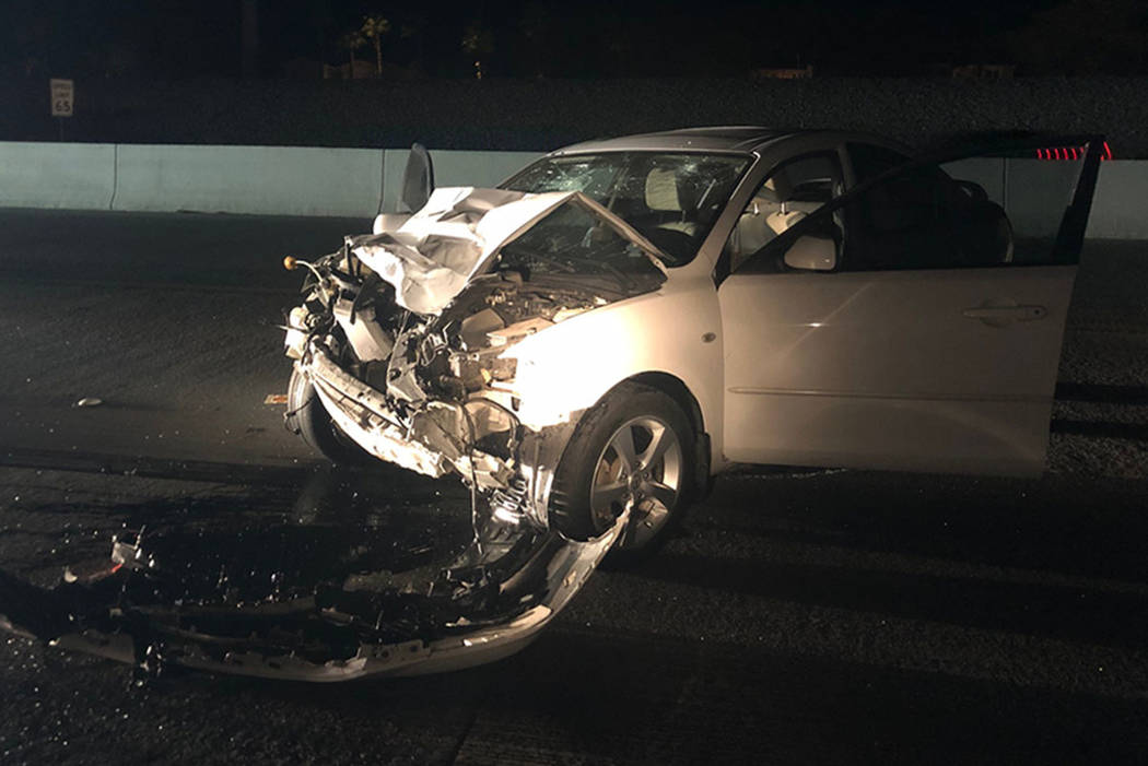 The scene of a fatal crash on the 215 Beltway in Las Vegas on Saturday, Jan. 12, 2019. (Nevada Highway Patrol)
