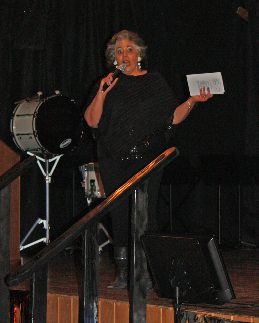 Robin Hebrock/Pahrump Valley Times Master of Ceremonies for the 7th Annual USO Show was Linda DeMeo, who brought laughter to the lips of the audience as she covered the transition between each act.
