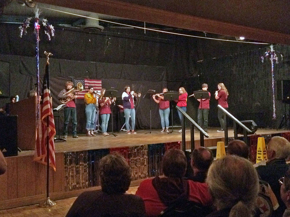 Robin Hebrock/Pahrump Valley Times The Pahrump Valley High School Band got in on the entertaining fun of the USO Show as well, performing a lively tune that had audience members bouncing in their ...