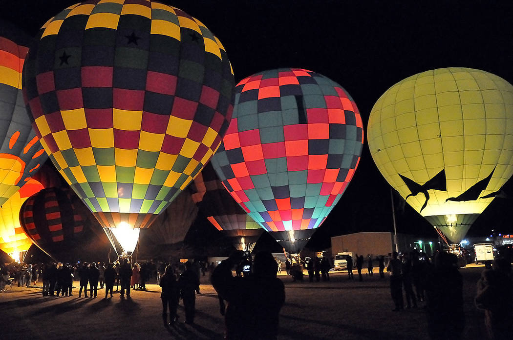 Horace Langford Jr./Pahrump Valley Times Captured the night of Saturday, Feb. 23, this photo shows the stunning sight at the Balloon Glow, one of the most anticipated portions of the yearly Balloo ...