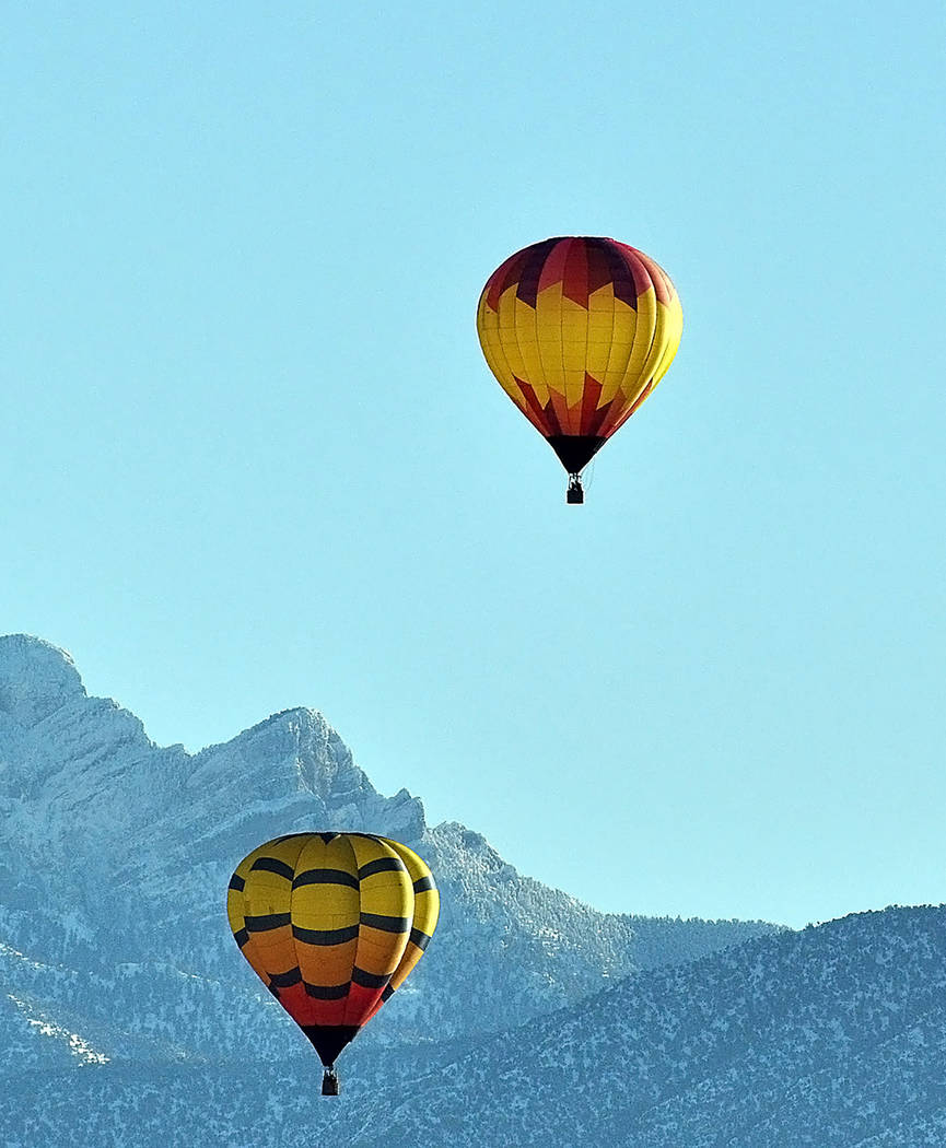 Horace Langford Jr./Pahrump Valley Times Balloons floated serenely over the valley throughout the Pahrump Balloon Festival, creating an eye-catching sight for residents and visitors alike.