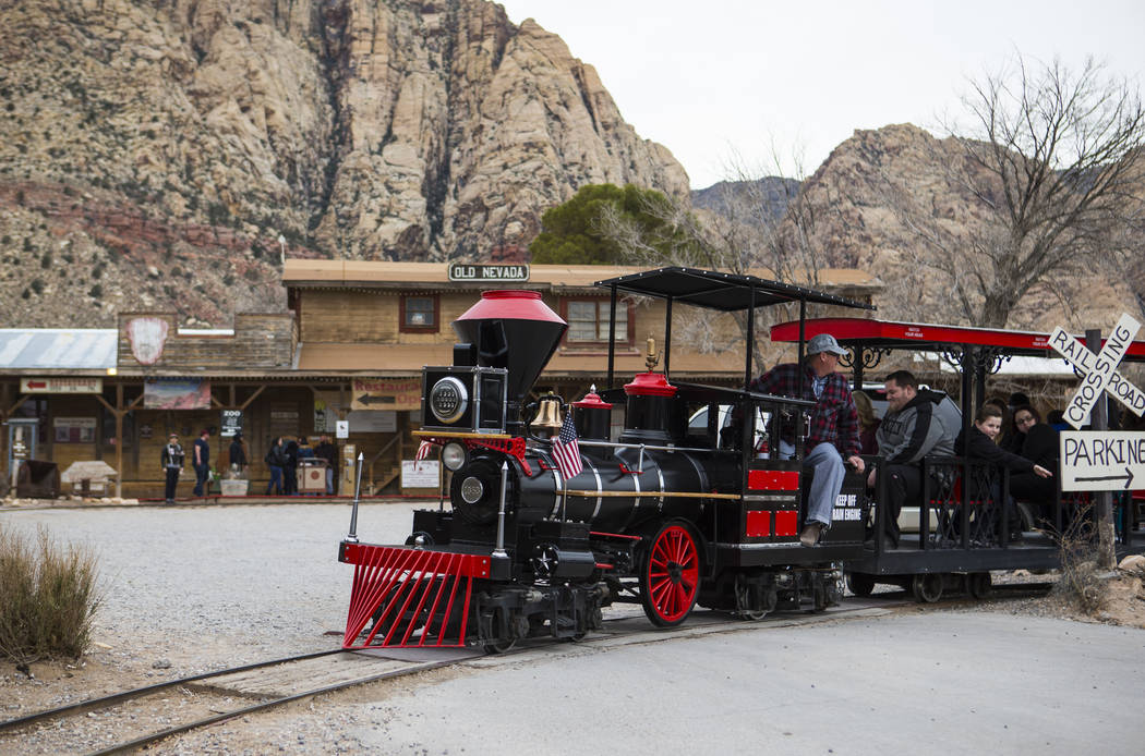 Visitors enjoy a train ride at Bonnie Springs Ranch outside of Las Vegas on Saturday, Jan. 12, 2019. (Chase Stevens/Las Vegas Review-Journal) @csstevensphoto