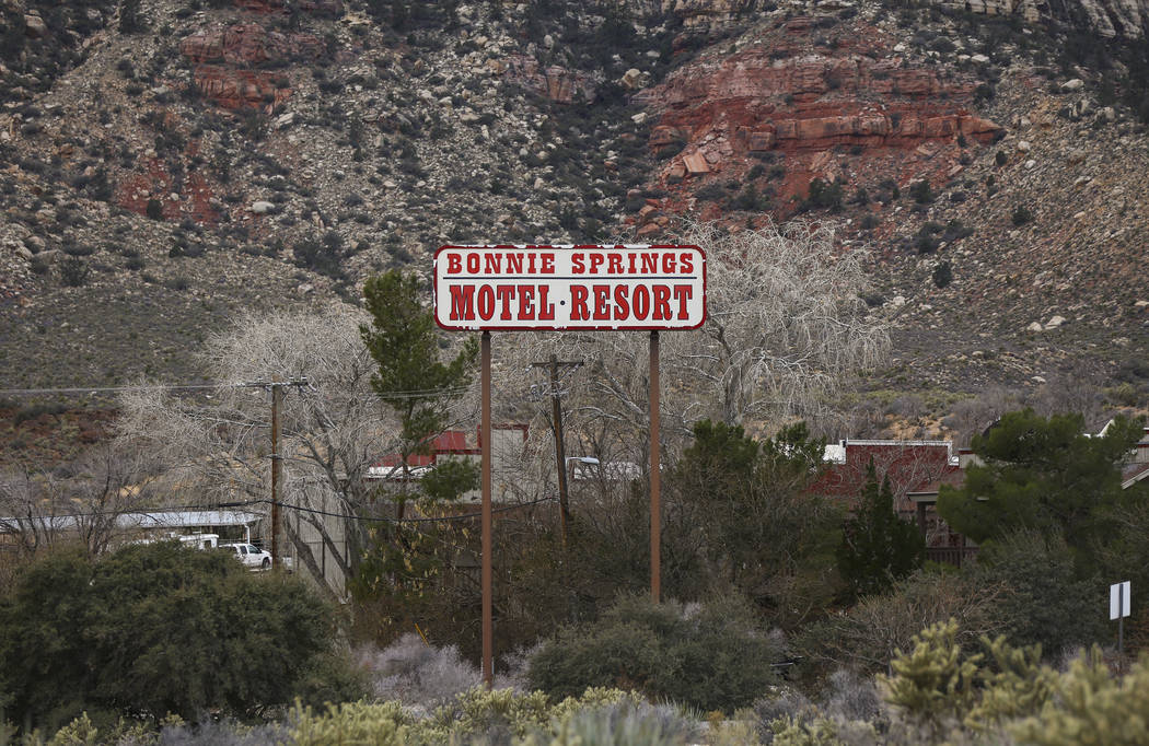 Signage for Bonnie Springs Ranch outside of Las Vegas on Saturday, Jan. 12, 2019. The Clark County Planning Commission early Wednesday, Feb. 20, 2019, unanimously approved a plan to build 20 homes ...