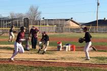 Tom Rysinski/Pahrump Valley Times Pahrump Valley High School baseball players participate in preseason practice Feb. 28 at the high school. The season opens this weekend at the Route 66 Tournament ...