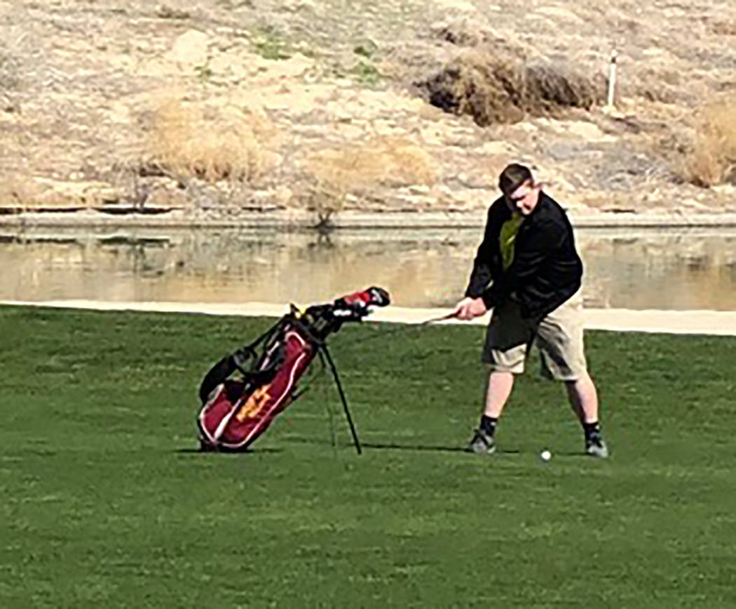 Tom Rysinski/Pahrump Valley Times Trevyn Wombaker posted identical rounds of 91 Friday and Saturday as the Pahrump Valley golf team opened its season at the 30th annual Pahrump Valley Invitational.