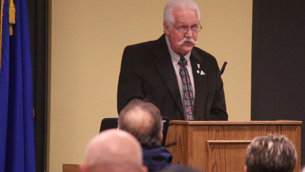 Jeffrey Meehan/Pahrump Valley Times Peter Gazsy, Valley Electric Association's District 1 director, speaks during the annual District 1 meeting on March 7, 2019. The meeting occurred at Valley's ...