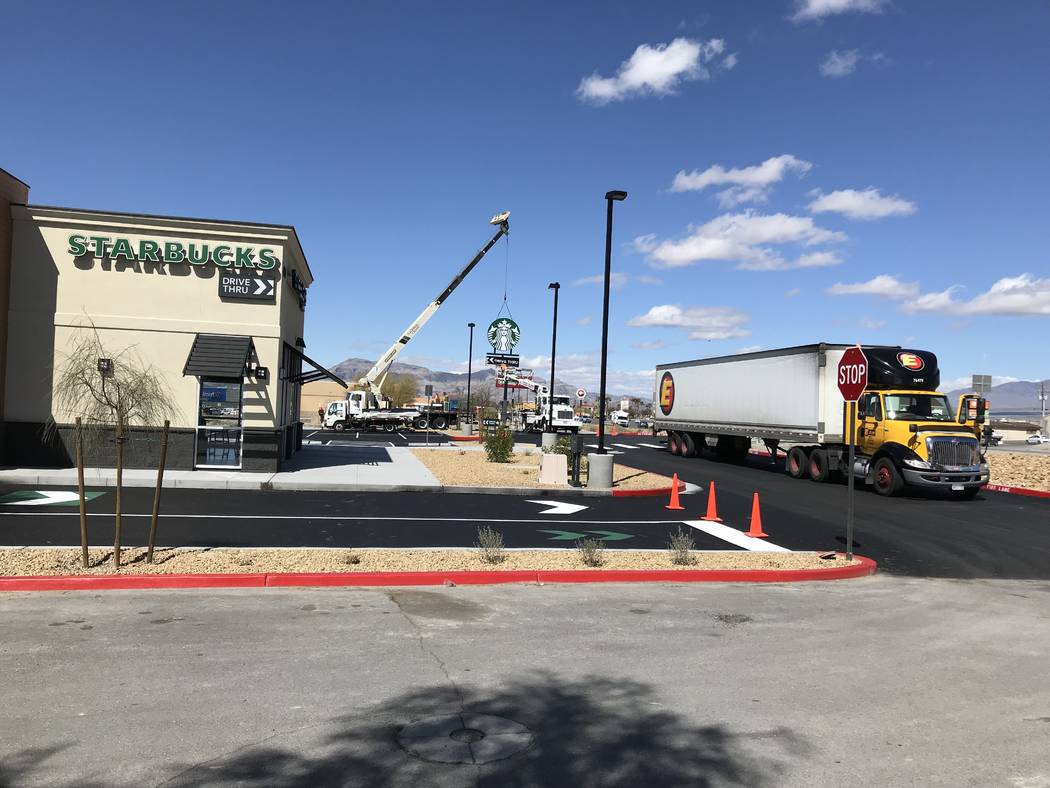 Terri Meehan/Special to the Pahrump Valley Times A new Starbucks at 460 S. Highway 160 is set to open its doors on March 25, 2019, according to signage in front of the under construction coffeehou ...