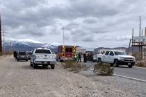 Selwyn Harris/Pahrump Valley Times Pahrump Valley Fire and Rescue crews transported two Nye County Sheriff's Office deputies following a crash as both were practicing maneuvers on their 1450 cc V- ...