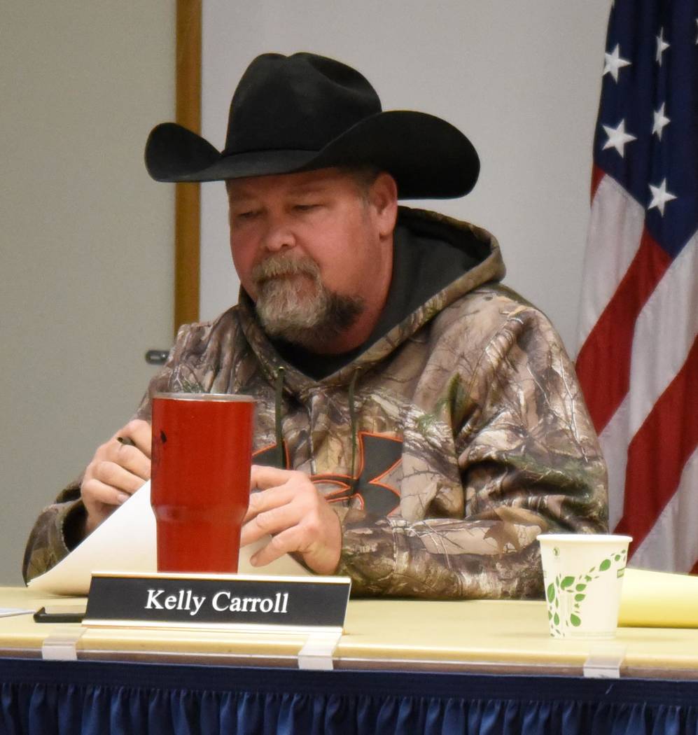 Richard Stephens / Special to the Pahrump Valley Times Kelly Carroll just after he announced his resignation from the Beatty Town Advisory Board at the end of the meeting held March 11.