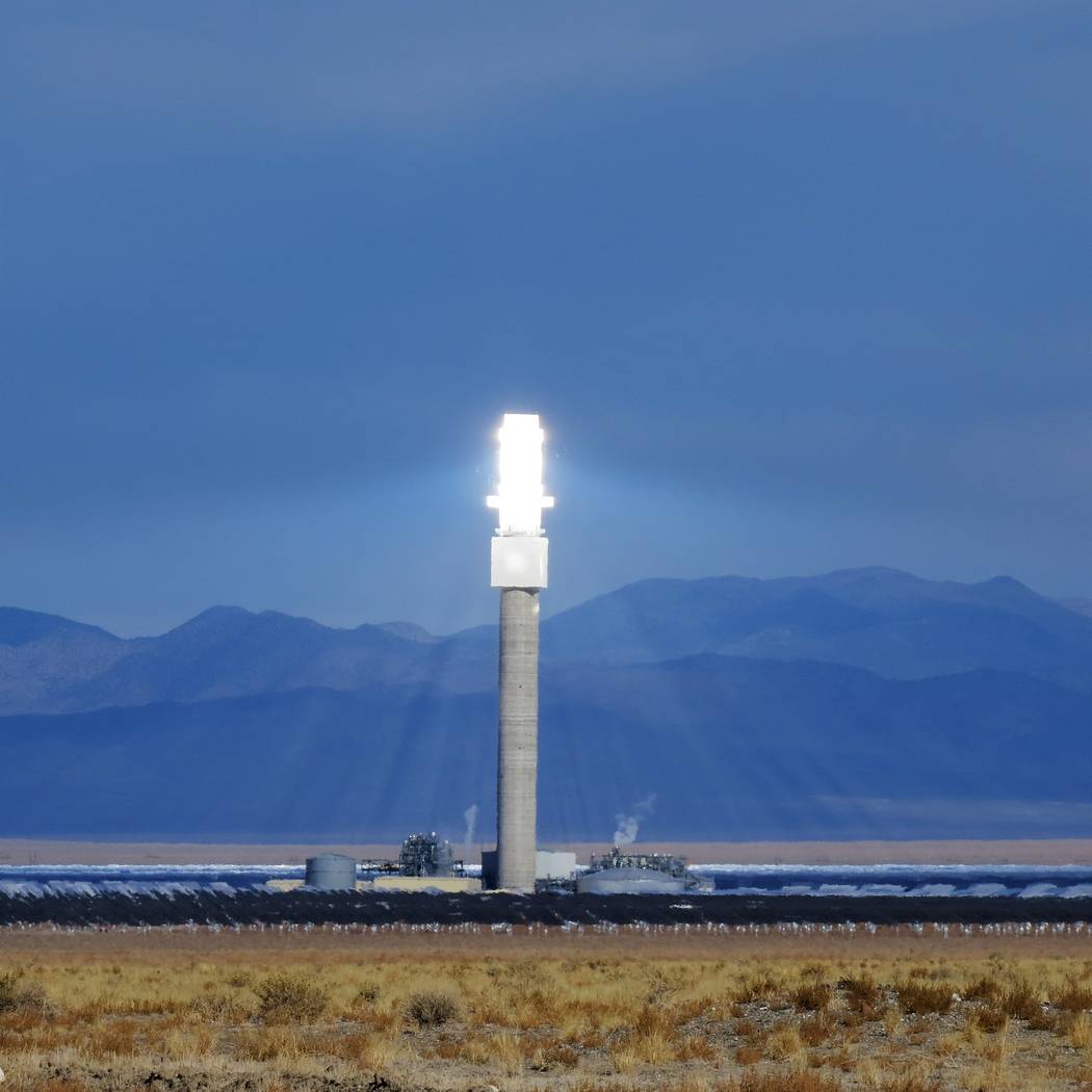 Special to the Pahrump Valley Times The radiant solar flux is seen at Crescent Dunes Solar Energy Plant near Tonopah as shown in a file photo.