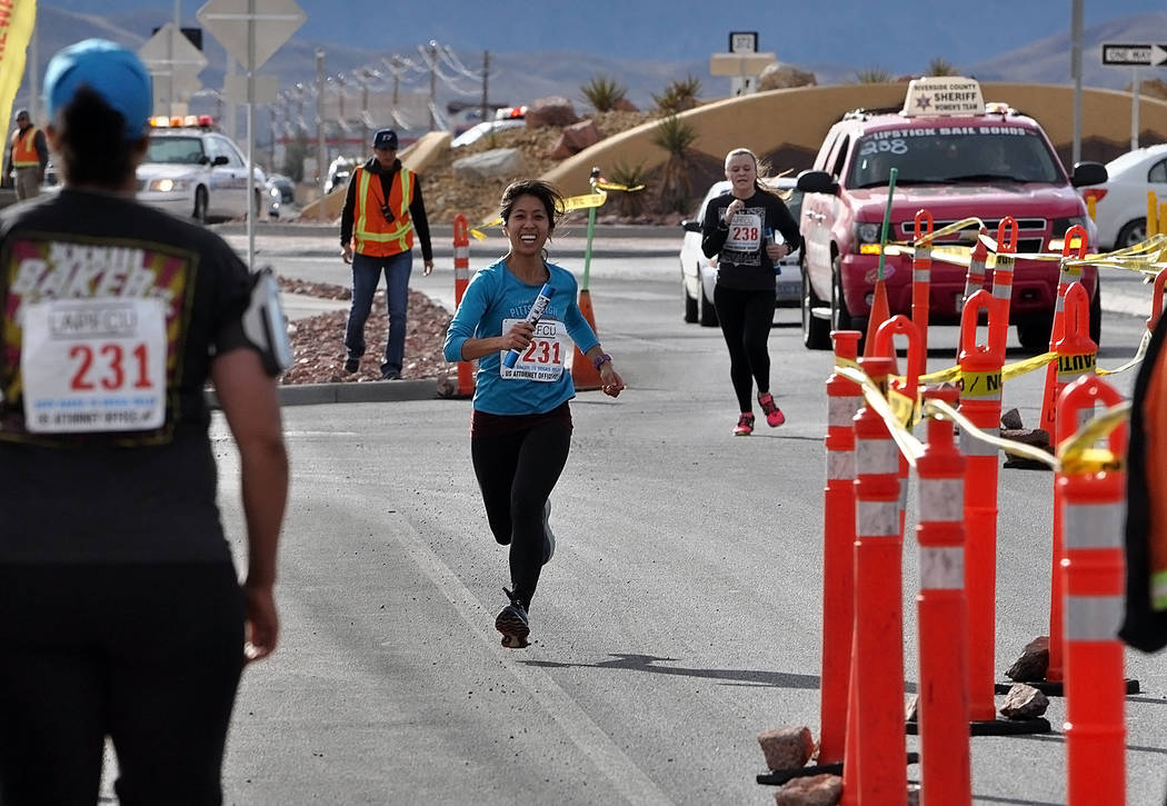 Horace Langford Jr./Pahrump Valley Times Runners from the Riverside, California, Sheriff's Department and the U.S. Attorneys Office were the first to reach the checkpoint at Highway 372 and Blagg ...