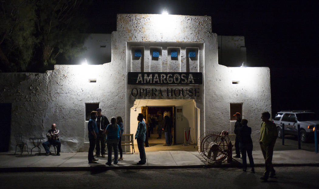 Attendees outside of the Amargosa Opera House following the season-opening performance in Death Valley Junction, Calif. on Friday, Oct. 20, 2017. Chase Stevens Las Vegas Review-Journal @csstevensphoto