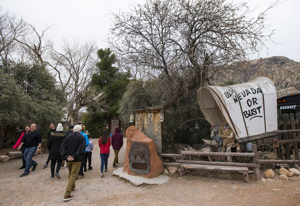 FILE - In this Saturday, Jan. 12, 2019 file photo, visitors arrive at Bonnie Springs Ranch outside of Las Vegas. County officials have approved a developer's plan for homes at the replica "Ol ...