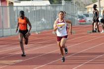 Horace Langford Jr./Pahrump Valley Times Pahrump Valley's Jazmyne Turner has qualified for the Class 3A Southern Regional Championship in the 100 meters after running it in 13.58 seconds Friday, M ...