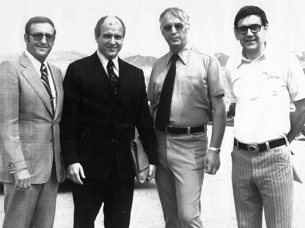 Pahrump Valley Times founder Milton (Milt) Bozanic, on right, at the September 1974 opening of ...