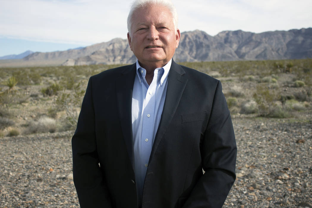 Jeffrey Meehan/Pahrump Valley Times Entrepreneur and Pahrump resident Tim Burke stands at the s ...