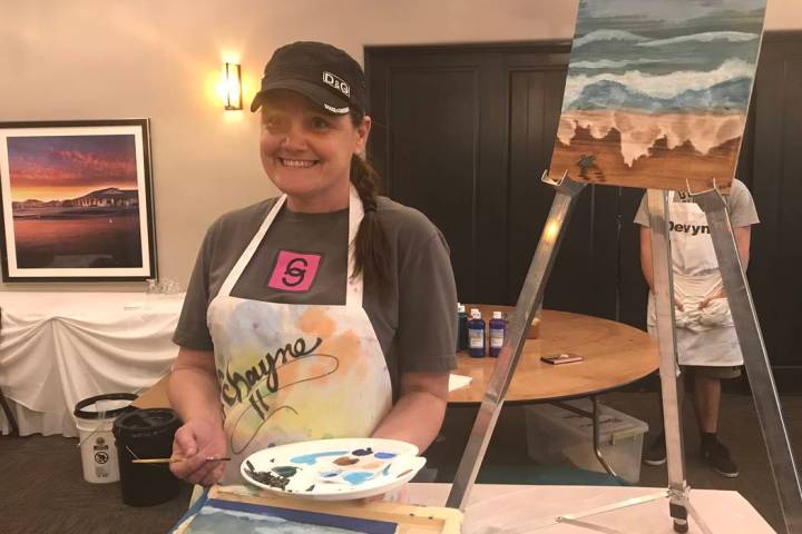 Jeffrey Meehan/Pahrump Richayne Jenkins, a Pahrump self-taught artist, bought a "paint and sip" ...