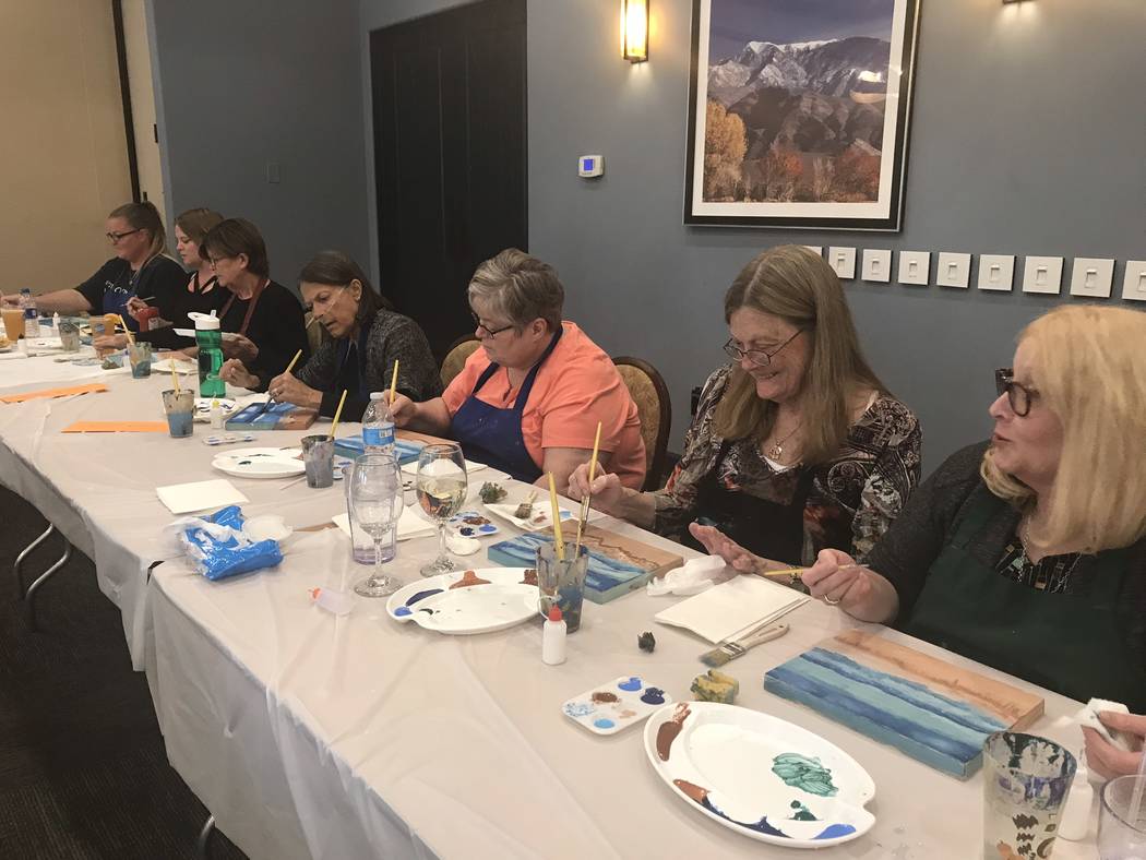 Jeffrey Meehan/Pahrump Valley Times A group of artists on all levels learns to paint "works of ...