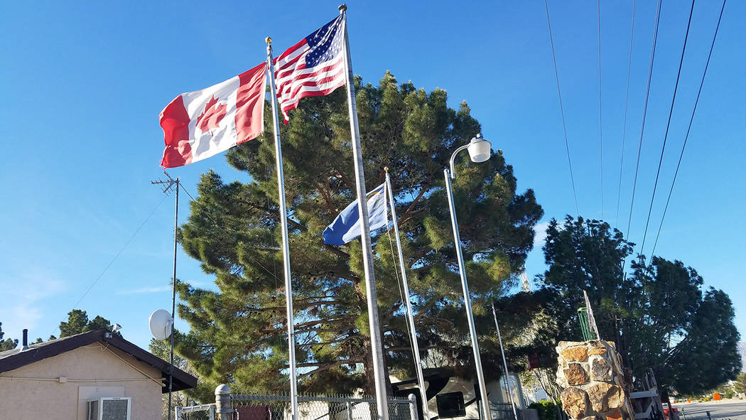 David Jacobs/Pahrump Valley Times The Canadian flag is shown flying in Pahrump in this 2017 pho ...