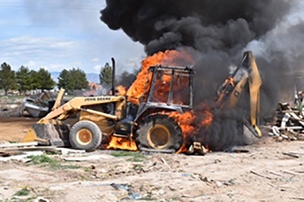 Special to the Pahrump Valley Times No injuries were reported as a result of a backhoe fire as ...