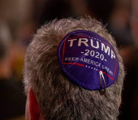L.E. Baskow/Las Vegas Review-Journal An attendee wears Trump yamaka as President Donald J. Trum ...