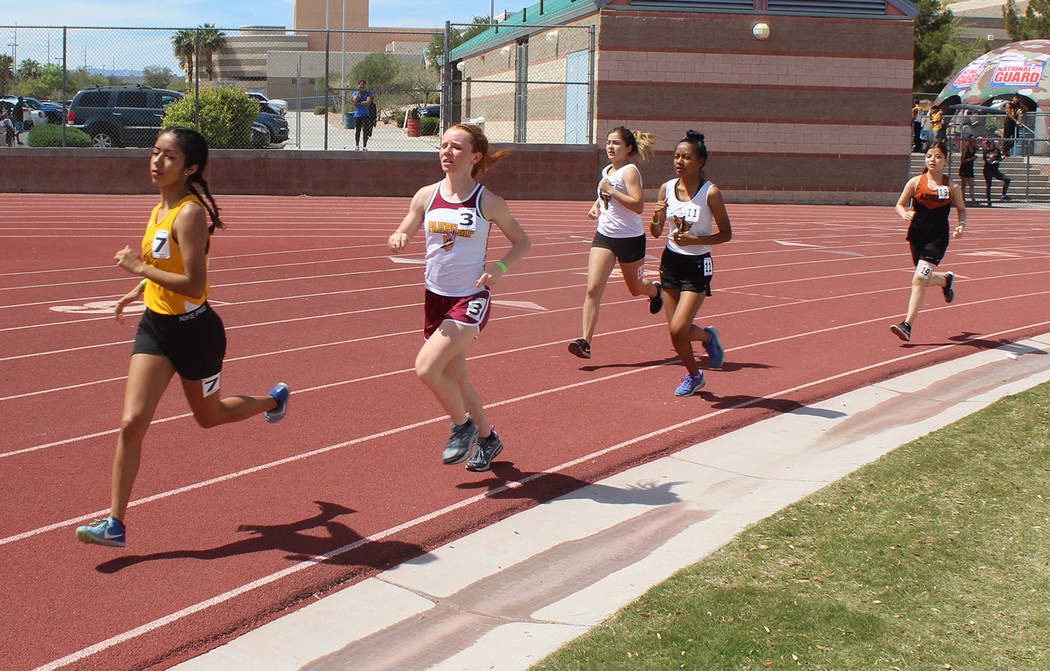 Tom Rysinski/Pahrump Valley Times Sophomore Makayla Gent, second from left, gets off to a stron ...