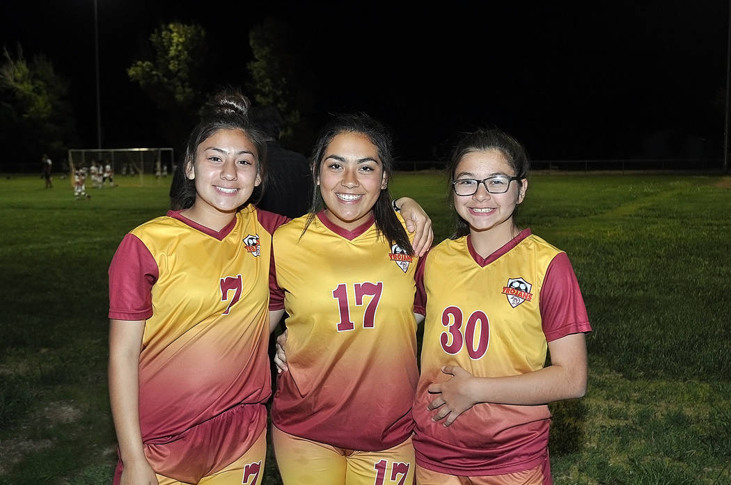 Horace Langford/Pahrump Valley Times Andrea Sauceda, 13, Haven Nelson, 13, and Alexis Martinez, ...