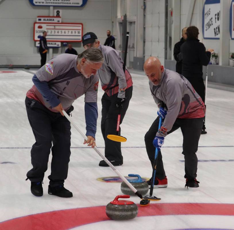 Special to the Pahrump Valley Times Pahrump resident Tom Duryea, left, and Las Vegas Curling C ...