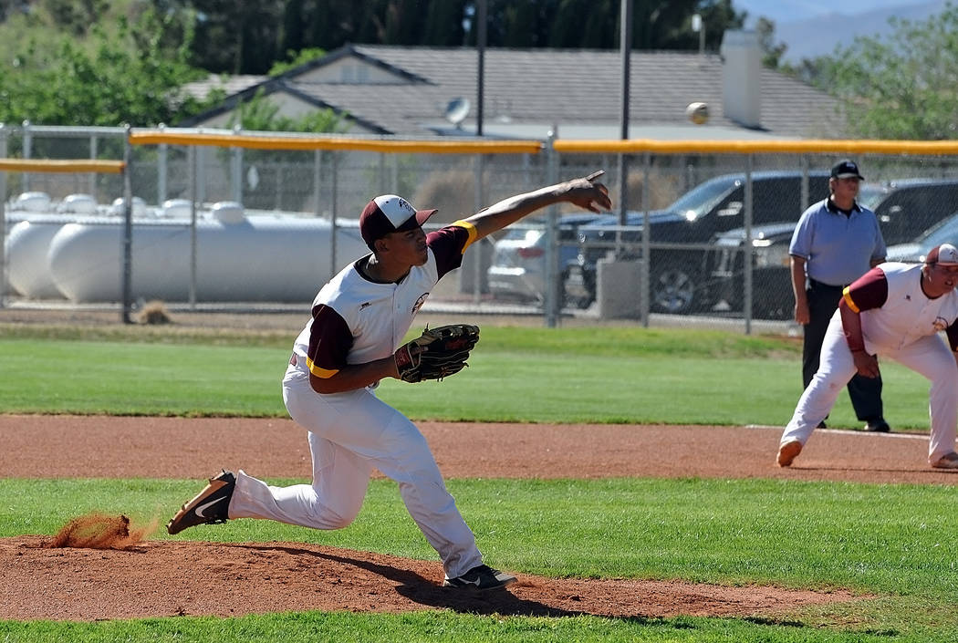Horace Langford Jr./Pahrump Valley Times Jalen Denton tossed a 5-inning no hitter with 6 strike ...
